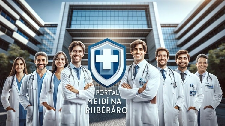 DALL·E 2023 12 18 14.46.05 Sophisticated high resolution image of a medical directory for Unimed Ribeirao featuring a diverse group of doctors. The doctors a mix of Caucasian