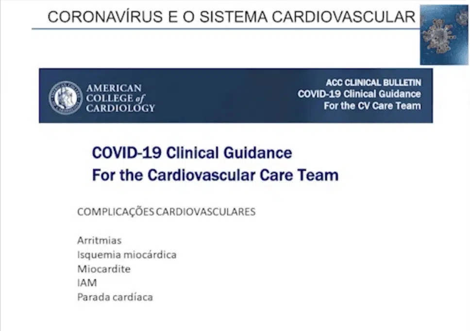 Coronavirus e o sistema cardiovascular - manifestações