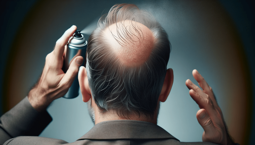 Close up horizontal image focusing on the back of a persons head showing hair loss. The person a Caucasian male in his late forties is depicted fr
