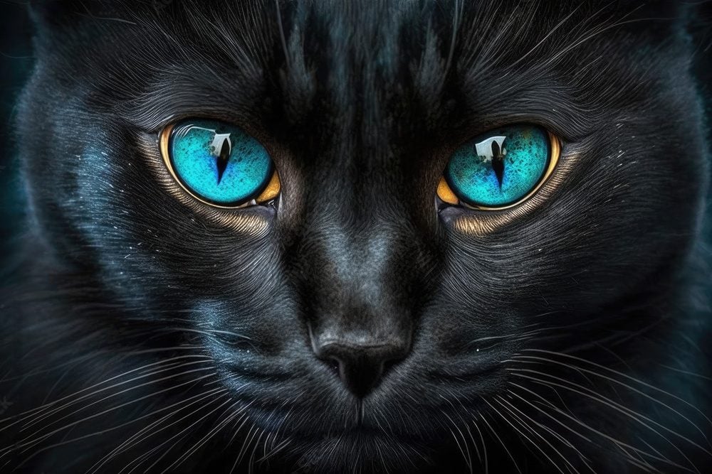 gato preto com olhos azuis SM
