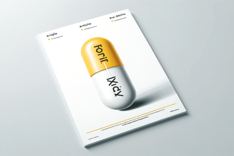 an article cover featuring a Forxiga pill. The pill should have a clear and crisp appearance with a yellow an