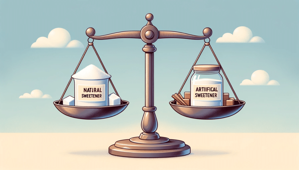 Illustration A balance scale with natural sweetener on one side and artificial sweetener on the other. Caption Final Thoughts How to Choose the Ri