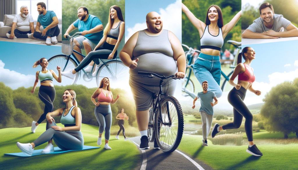 Positive and uplifting horizontal image representing the theme of overweight. The image features individuals with a slight excess of weight depicte 2