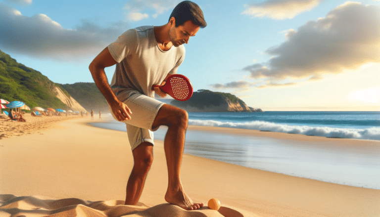 Areia e Raquetes: Prevenindo Doenças Infecciosas no Beach Tênis 6 Scenic-horizontal-image-of-a-picturesque-beach-setting-with-a-focus-on-a-person-playing-paddle-ball.-The-person-a-Hispanic-male-in-his-thirties-is.png