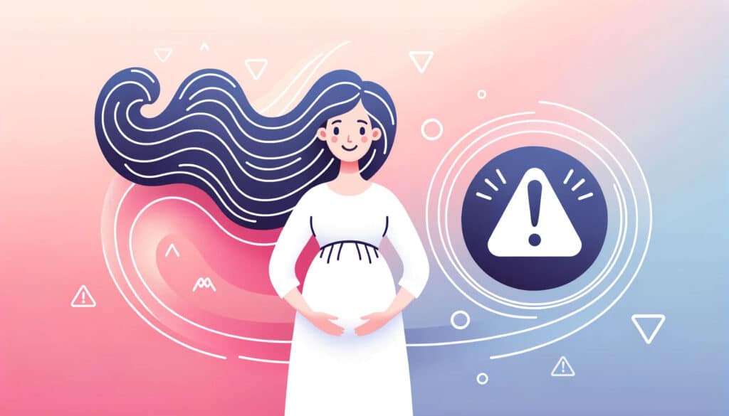 representação gráfica de um desenho com uma moça grávida com um sinal de alerta