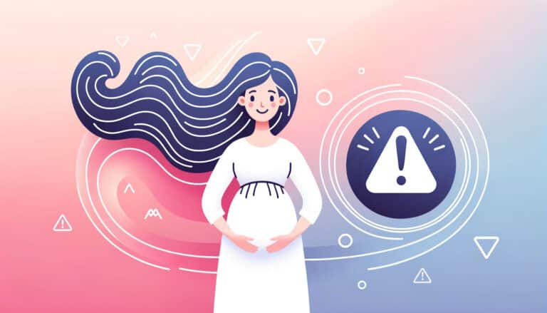 representação gráfica de um desenho com uma moça grávida com um sinal de alerta