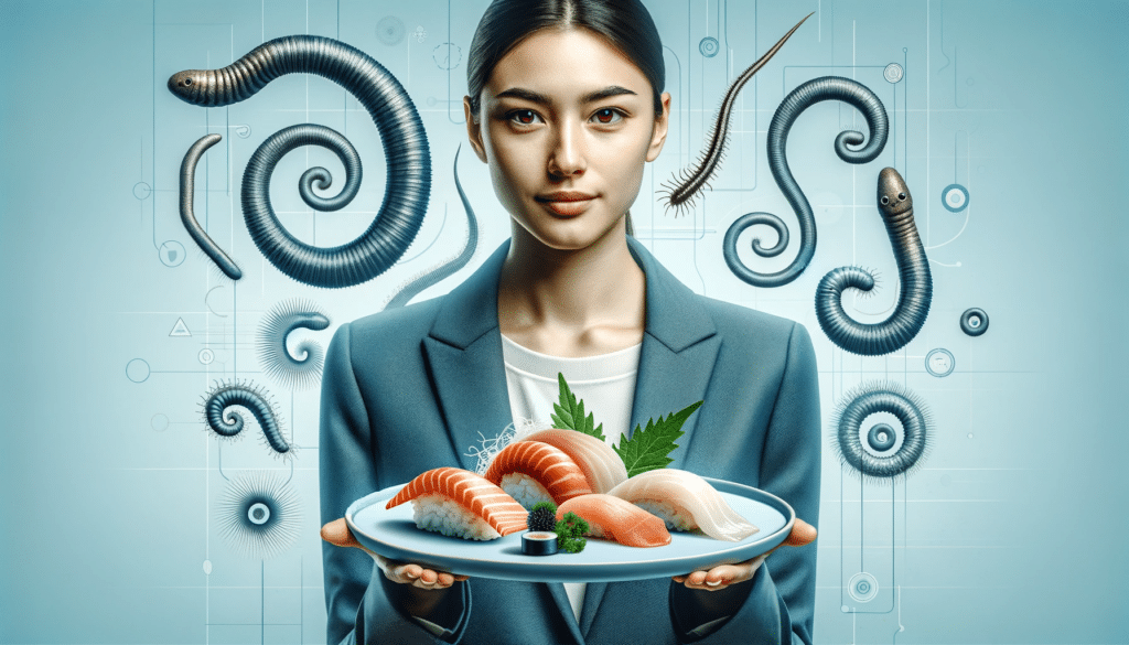 A person of mixed Caucasian and Latin American descent, around 30 years old, holding a sophisticated plate of sashimi in a clean, high-resolution envi.