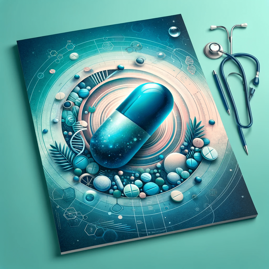 Design a captivating cover image for an article about Quetiapina. The image should feature a visually striking representation of a Quetiapina pill po