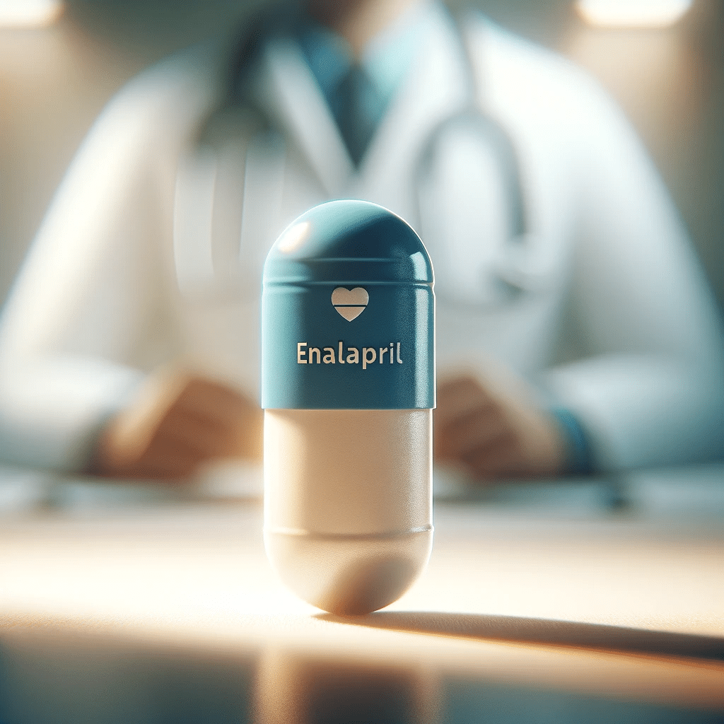 a capsule of Enalapril. The capsule should be clearly in focus showing its texture and color. The background sho