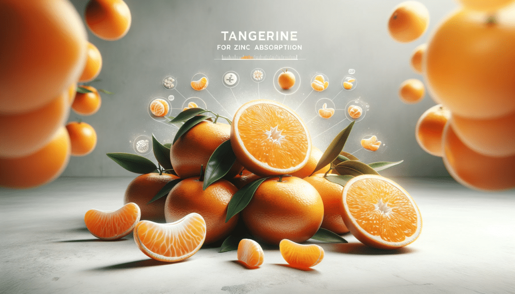 "Tangerina para Absorção de Zinco", com um foco realista nas tangerinas frescas e vibrantes.