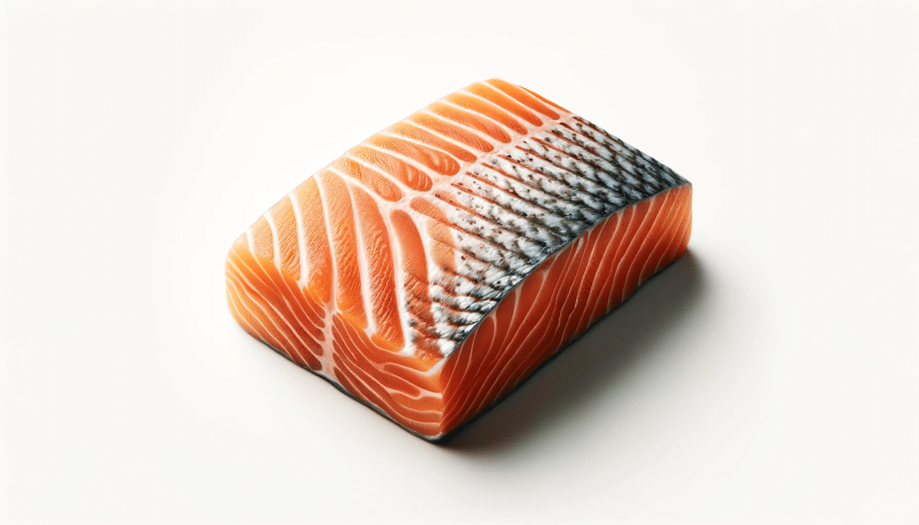 DALL·E 2024 01 07 17.32.31 A high quality image of a single salmon fillet without any plate or accompaniments. The salmon should be isolated against a white background emphasiz