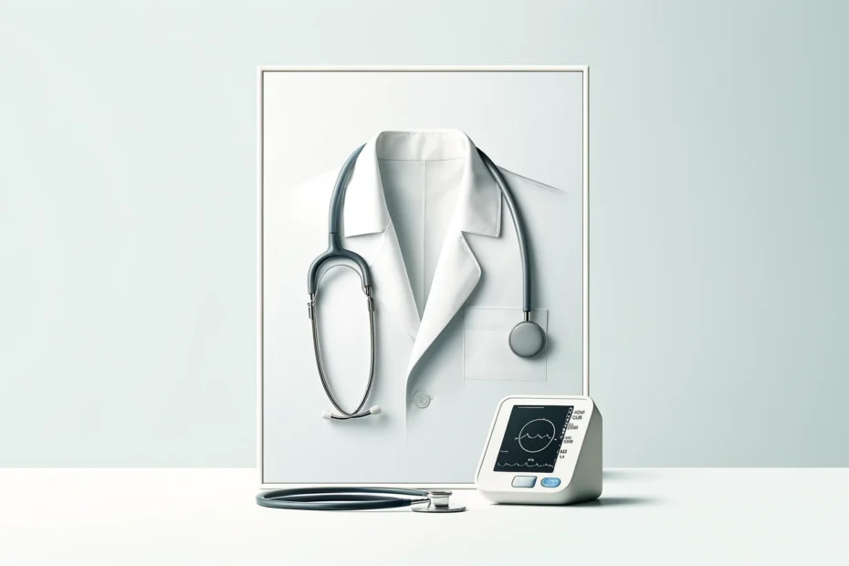 A clean and simple horizontal cover image symbolizing the concept of the white coat effect. It features a white coat neatly folded or hung against a m